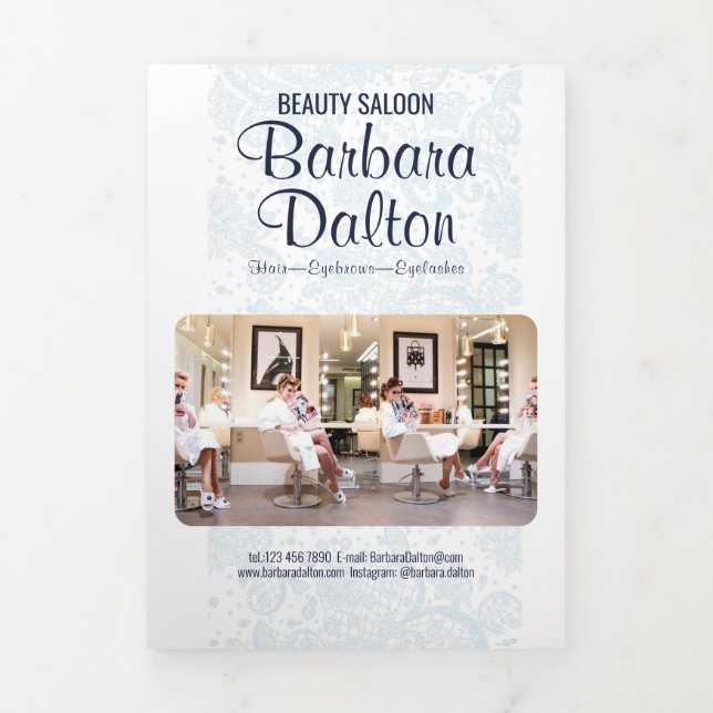 Minimalist Elegant White Lace Collection  Tri-Fold Card (Cover)