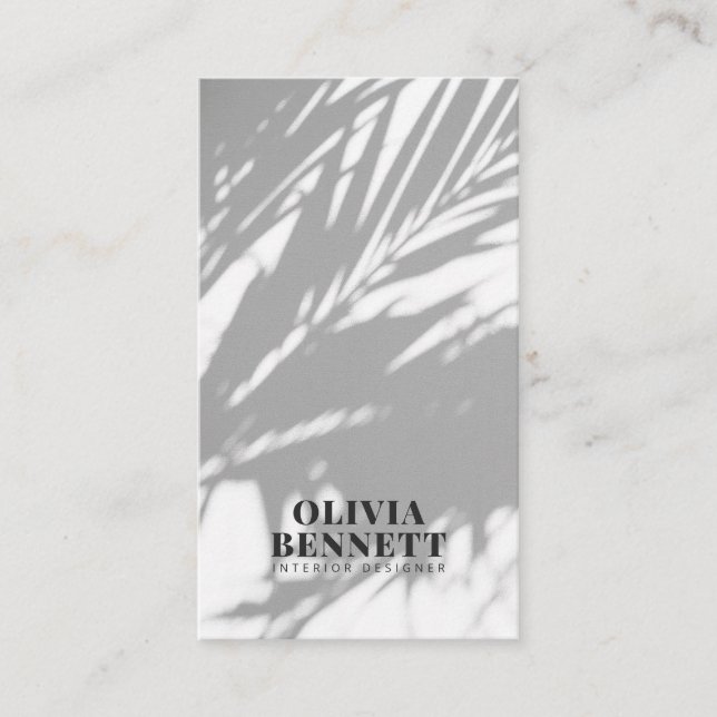 Minimalist elegant white modern interior designer business card (Front)