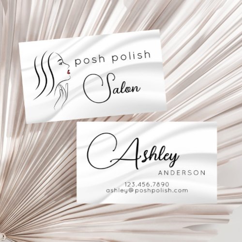 Minimalist Elegant White Professional Salon Business Card