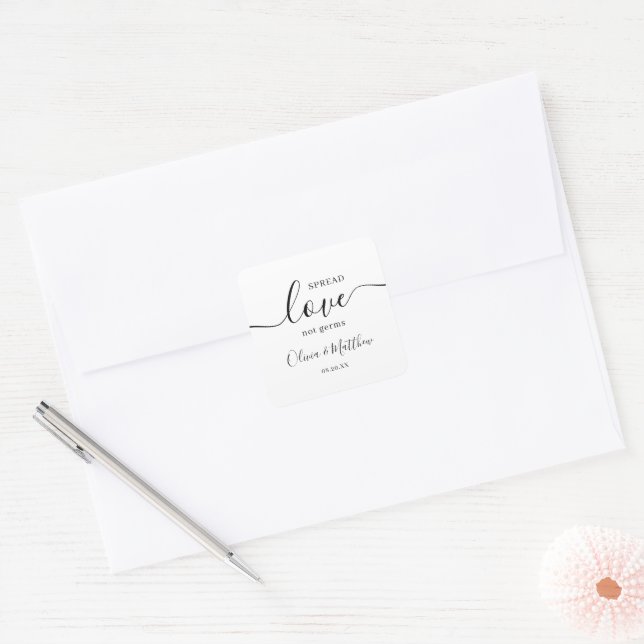 Minimalist Elegant White Spread Love Wedding Square Sticker (Envelope)