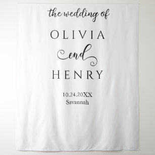 Minimalist Elegant  White  Wedding Banner Tapestry