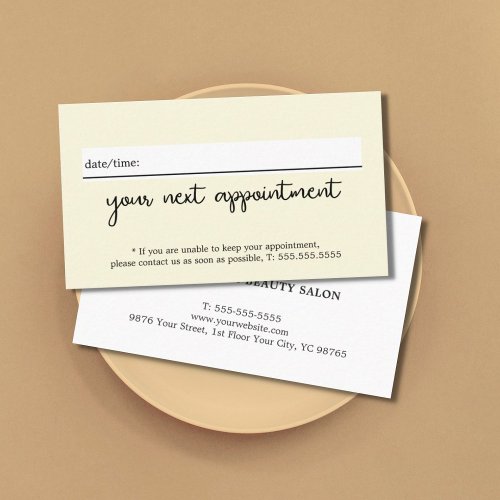 Minimalist Elegant White Yellow Beauty  Appointment Card