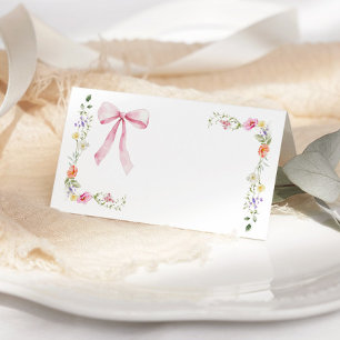 Minimalist elegant wildflower Bow place card