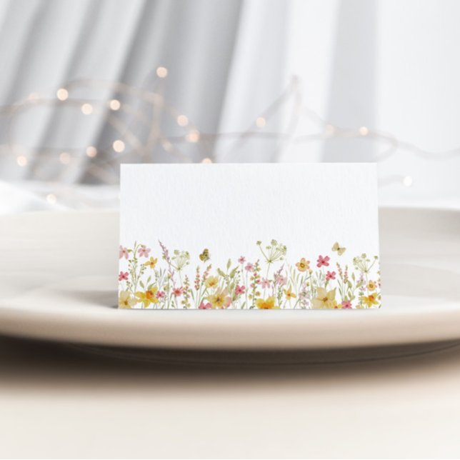 Minimalist elegant wildflower Summer butterfly Place Card (Creator Uploaded)