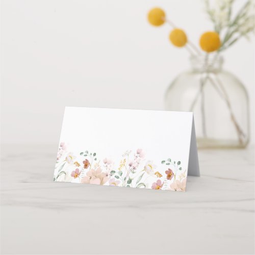 Minimalist Elegant Wildflowers Wedding Place Card
