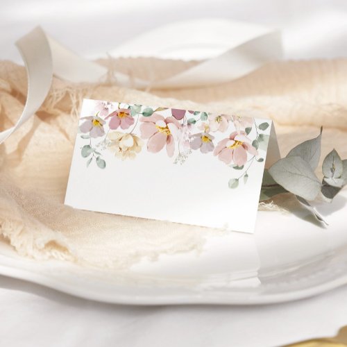 Minimalist elegant wildflowers wedding place card