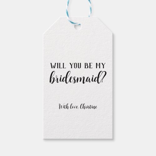 Minimalist Elegant Will You Be My Bridesmaid  Gift Tags