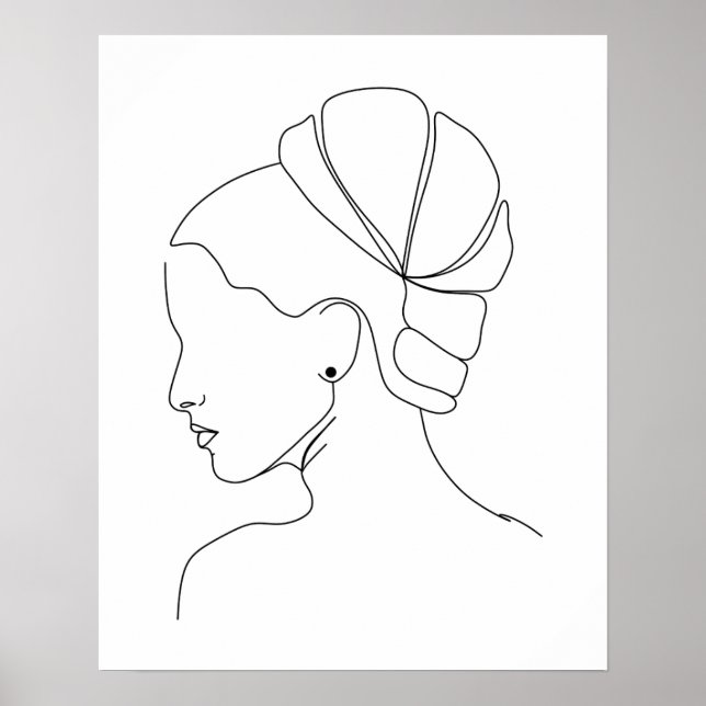 Minimalist Elegant Woman Line Art Poster (Front)