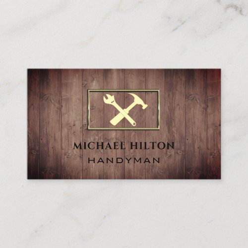 Minimalist elegant wooden gold tools  business card