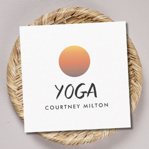 Minimalist Elegant Yellow Circle Yoga Instructor Square Business Card