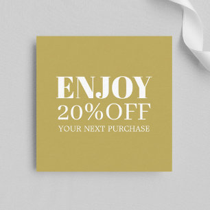 Minimalist Elegant Yellow White Holiday  Discount Card