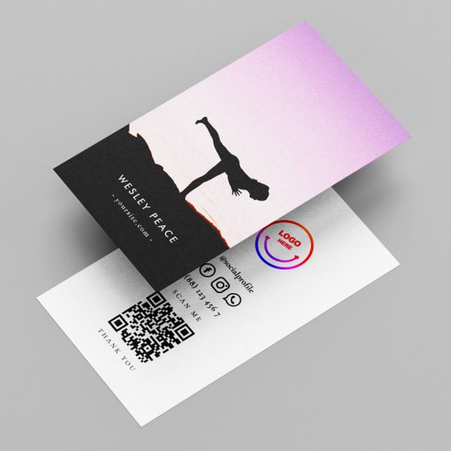 Minimalist Elegant Yoga Qr Code Business Card (Creator Uploaded)