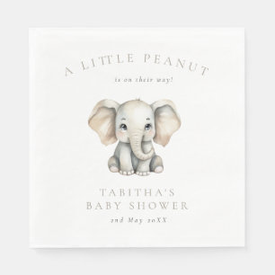 Minimalist Elephant Little Peanut Baby Shower Napkins