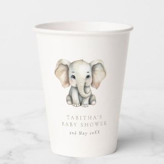 Minimalist Elephant Little Peanut Baby Shower Paper Cups