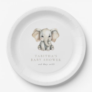 Minimalist Elephant Little Peanut Baby Shower Paper Plates