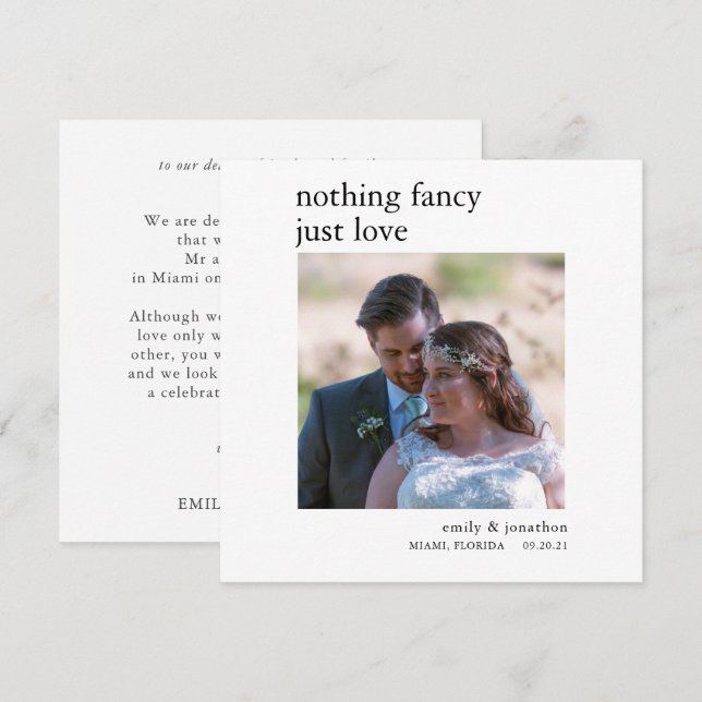 Minimalist Elopement Photo Announcement (Front/Back)