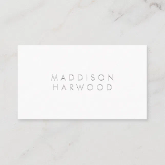 Minimalist Embossed Effect Business Card Zazzle