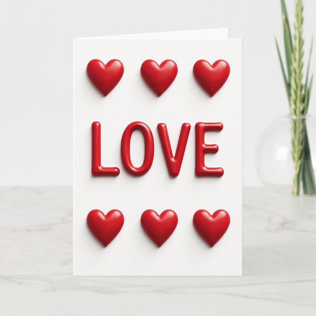 Minimalist Embossed Love Hearts Card (Front)