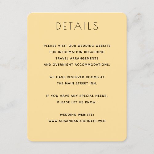 Minimalist Emerald Green and Gold Elegant Wedding Enclosure Card