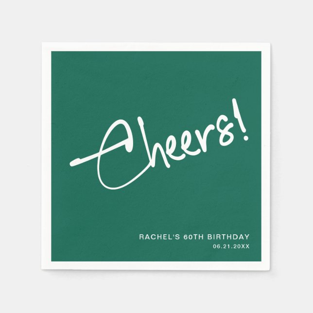 Minimalist Emerald Green Birthday Party Paper Napkins (Front)
