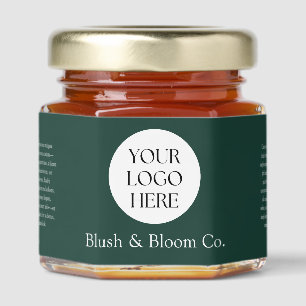 Minimalist Emerald Green Business Your Logo Honey Jar Favors