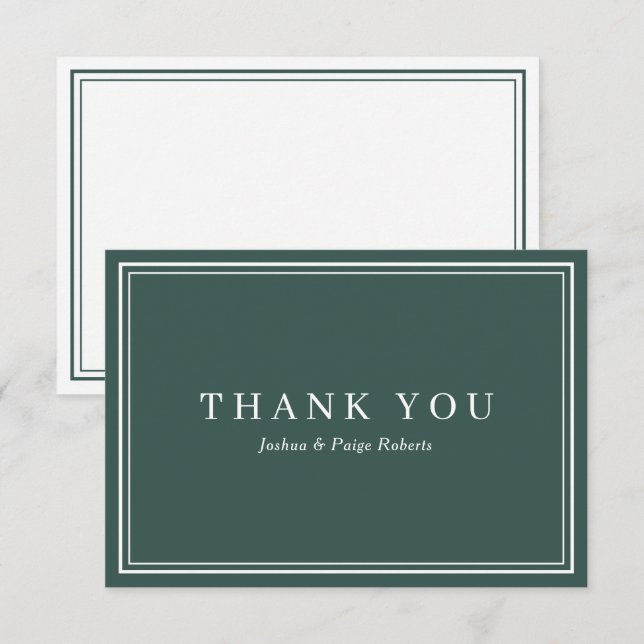 Minimalist Emerald Green Elegant Custom Thank You Card (Front/Back)