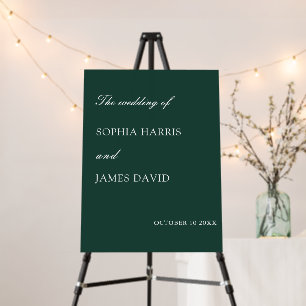 Minimalist Emerald Green Elegant Wedding Foam Board