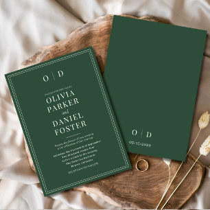 Minimalist Emerald Green Modern Elegant Wedding Invitation