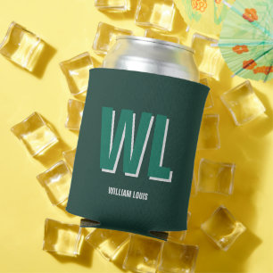 Minimalist Emerald Green Personalized Monogram Can Cooler