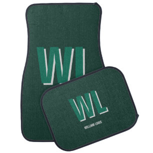 Minimalist Emerald Green Personalized Monogram  Car Floor Mat