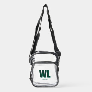 Minimalist Emerald Green Personalized Monogram Clear Crossbody Bag