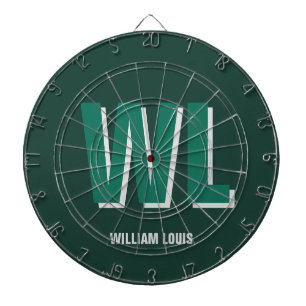 Minimalist Emerald Green Personalized Monogram Dart Board