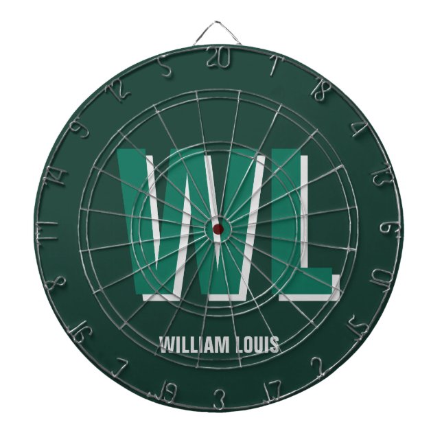 Minimalist Emerald Green Personalized Monogram  Dart Board (Front)