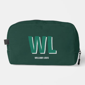 Minimalist Emerald Green Personalized Monogram Dopp Kit