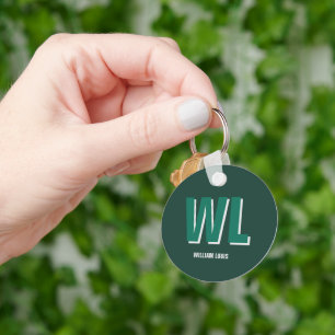 Minimalist Emerald Green Personalized Monogram  Keychain