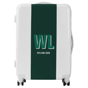 Minimalist Emerald Green Personalized Monogram  Luggage