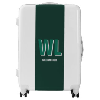 Minimalist Emerald Green Personalized Monogram Luggage