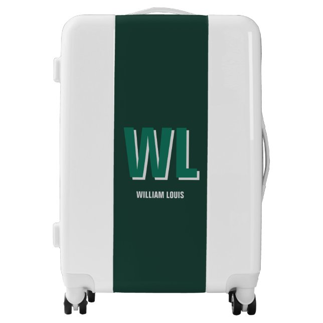 Minimalist Emerald Green Personalized Monogram  Luggage (Front)