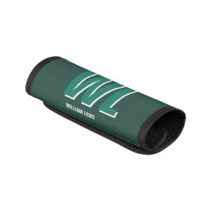 Minimalist Emerald Green Personalized Monogram  Luggage Handle Wrap