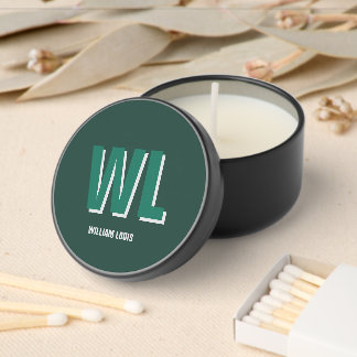 Minimalist Emerald Green Personalized Monogram Mini Candle Favors
