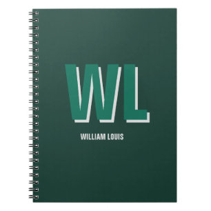 Minimalist Emerald Green Personalized Monogram  Notebook