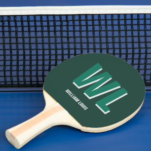 Minimalist Emerald Green Personalized Monogram Ping Pong Paddle