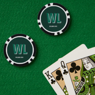 Minimalist Emerald Green Personalized Monogram  Poker Chips