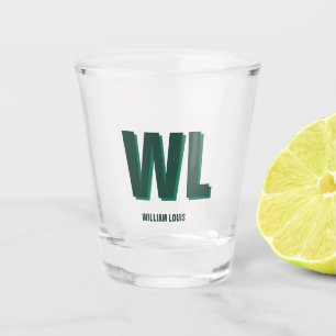 Minimalist Emerald Green Personalized Monogram  Shot Glass