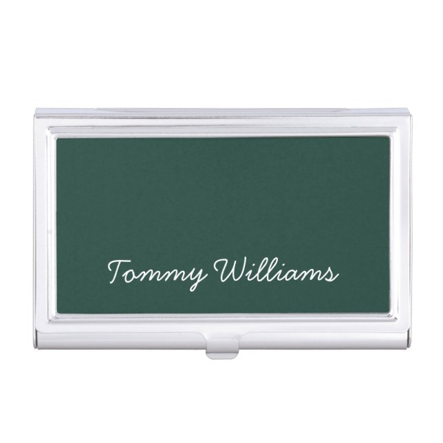 Minimalist Emerald Green Professional Simple Business Card Case (Front)