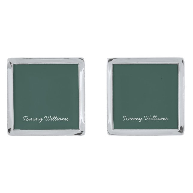 Minimalist Emerald Green Professional Simple Cufflinks (Front)