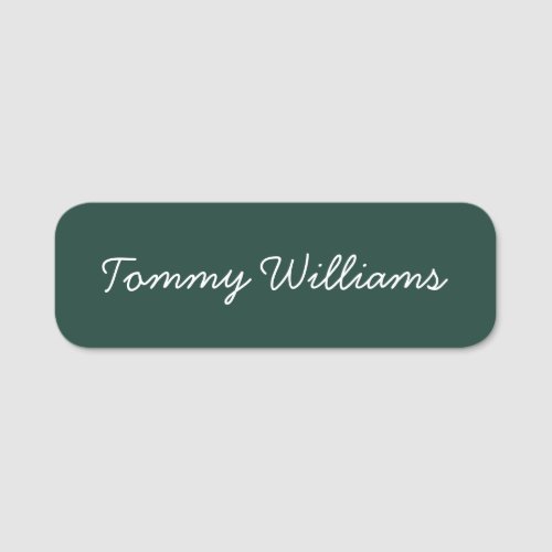 Minimalist Emerald Green Professional Simple Name Tag