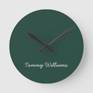 Minimalist Emerald Green Professional Simple Round Clock