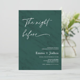 Minimalist Emerald Green Rehearsal Dinner  Invitation