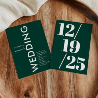 Minimalist Emerald Green Simple Bold Chic Wedding